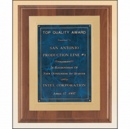 Sapphire Plaque with Gold Embossed Frame  