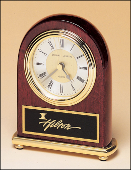 Rosewood Stained Piano Finish Clock On A Brass Base