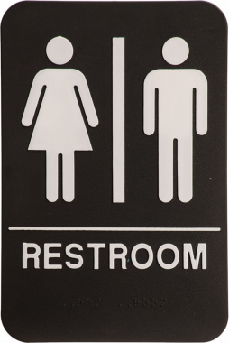 Unisex Restroom ADA Black Plastic Sign