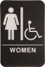 Women's Handicap Restroom ADA Black Plastic Sign - ADA102