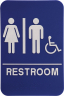 Unisex Handicap Restroom ADA Blue Plastic Sign - ADA203